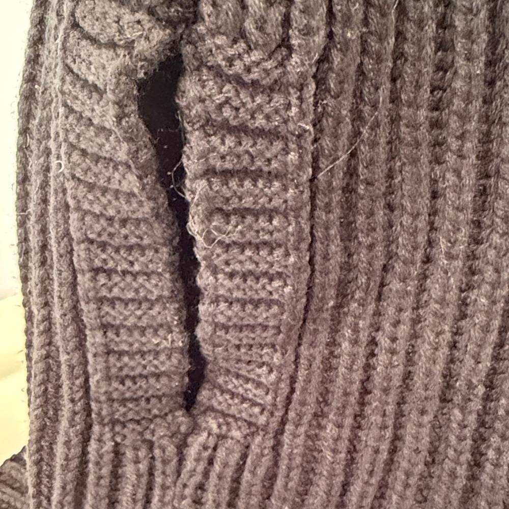 Women's Black Turtleneck Poncho Sweater - Picture 3 of 5